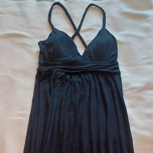 Black maxi dress with braided criss-cross straps